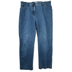 LL Bean Womens 14 Classic Fit Stretch Jeans Straight Leg Blue Denim Casual Pants